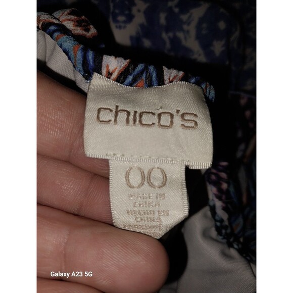 Chicos Dress Women 00 US Extra Small Blue Ikat Peasant Maxi Off Shoulder Blouson - Picture 6 of 8